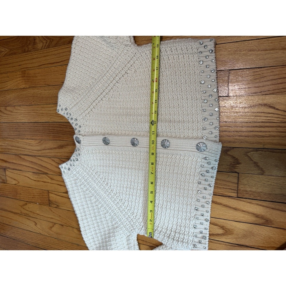 ba&sh Wool Cream Rhinestone Oswald Reversible Cardigan Sweater Size Small - Picture 8 of 9